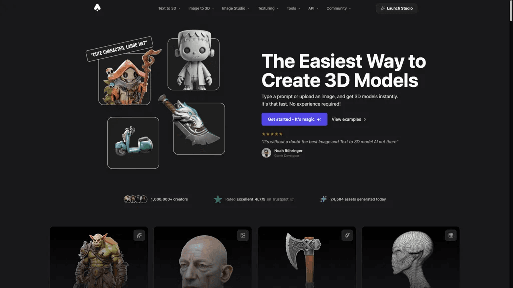 3D AI Studio 官网截图
