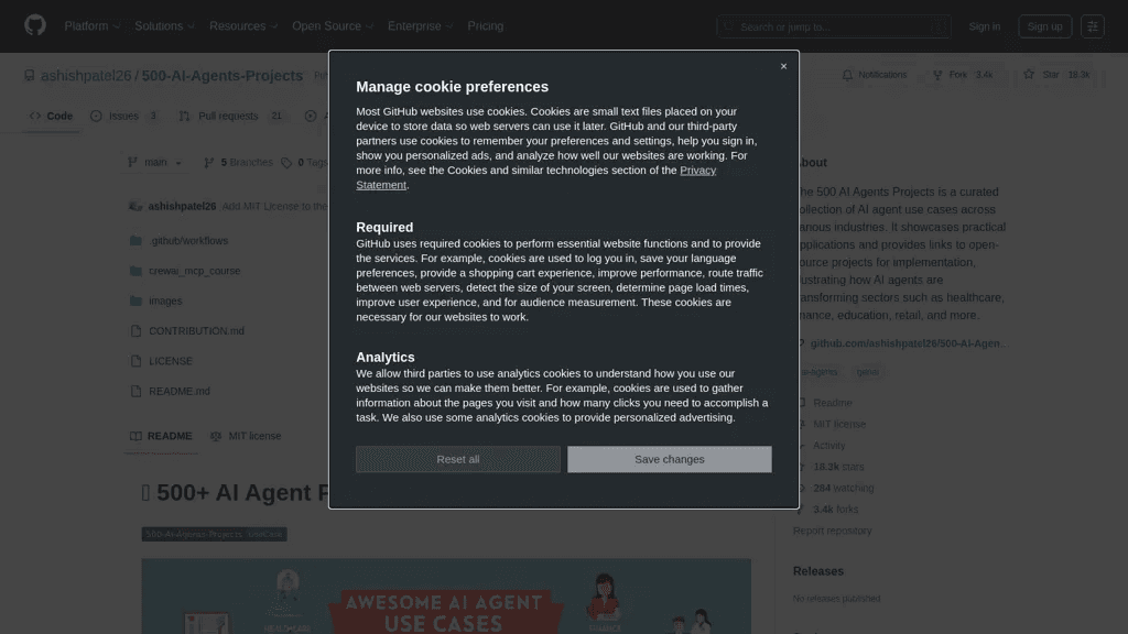500 AI agents Projects 官网截图