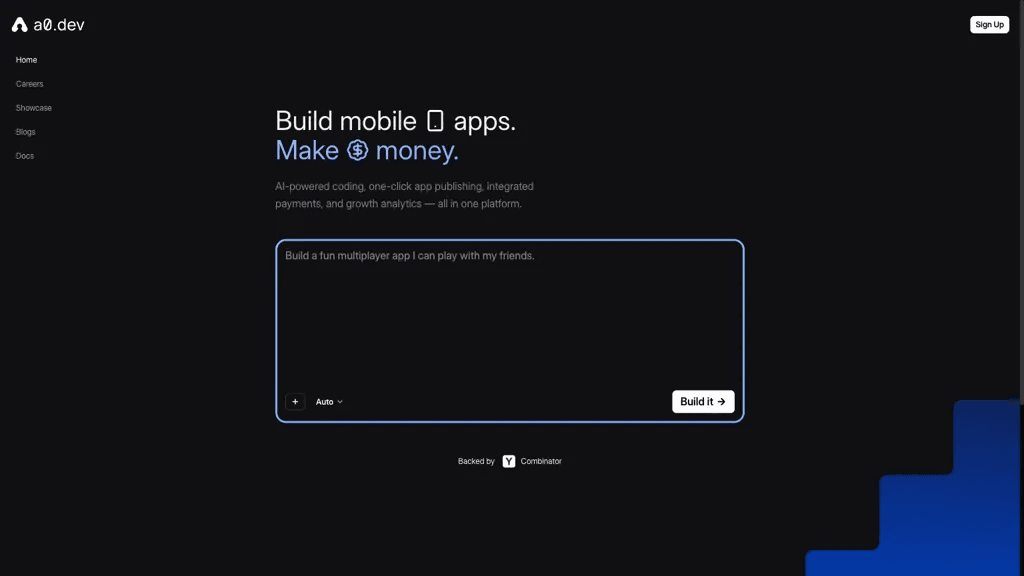 a0.dev 官网截图