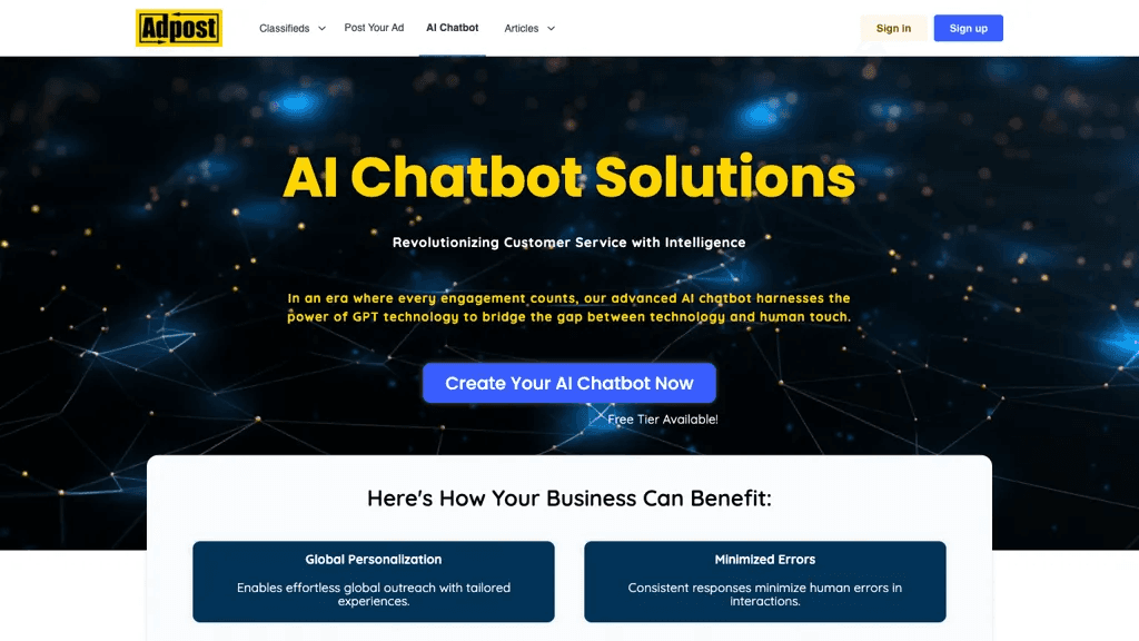 Adpost AI Chatbot 官网截图