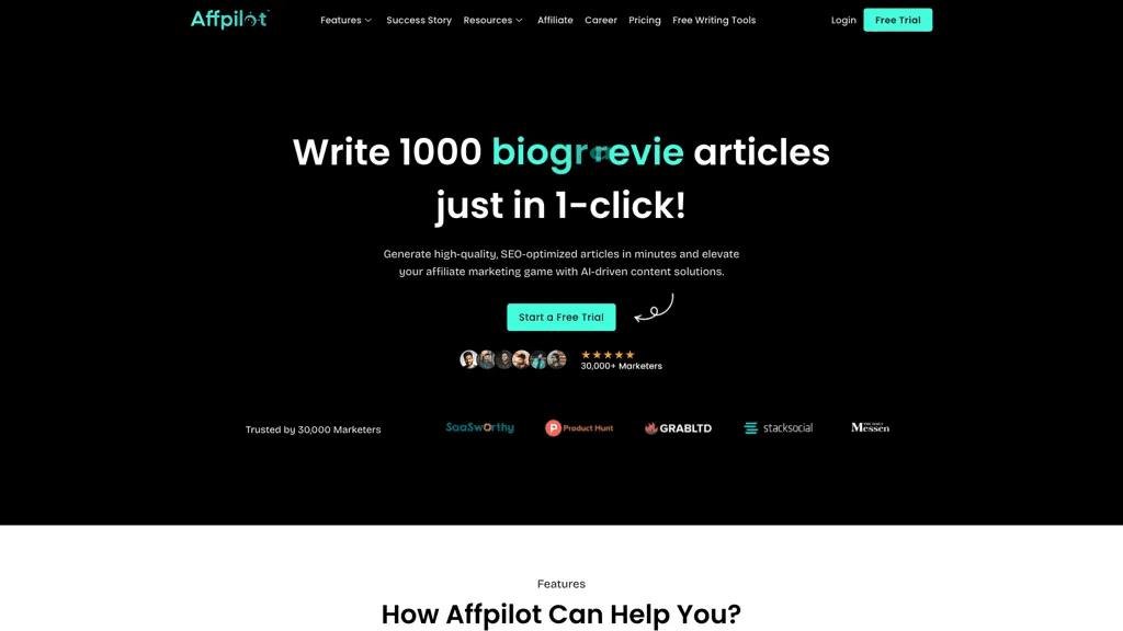 Affpilot AI 官网截图