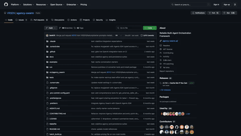 Agency Swarm 官网截图