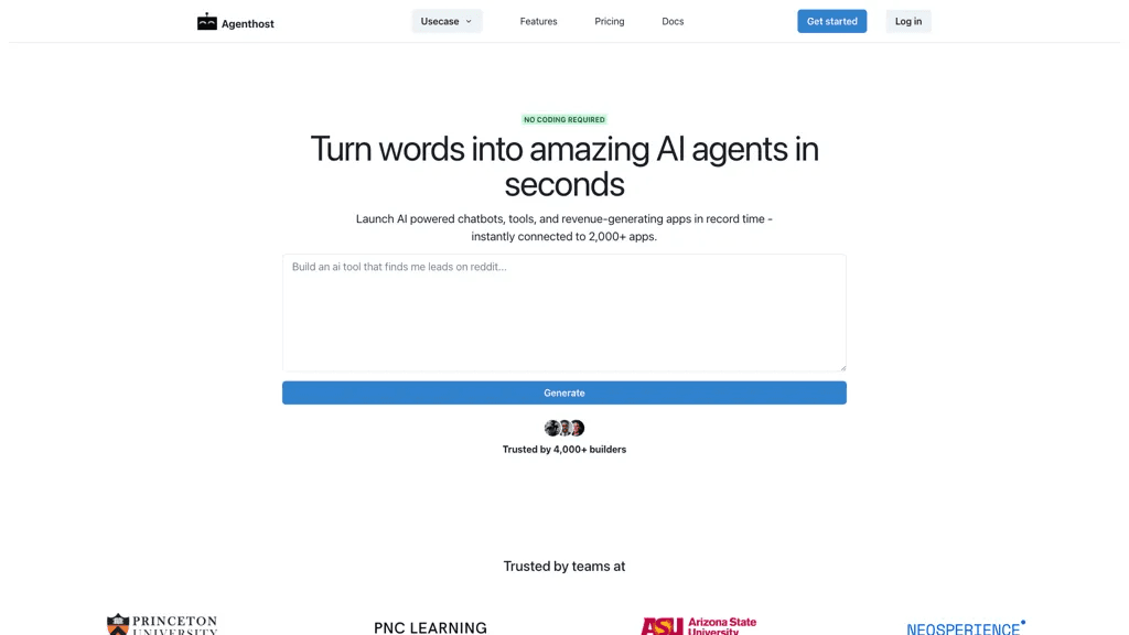 Agenthost.ai 官网截图