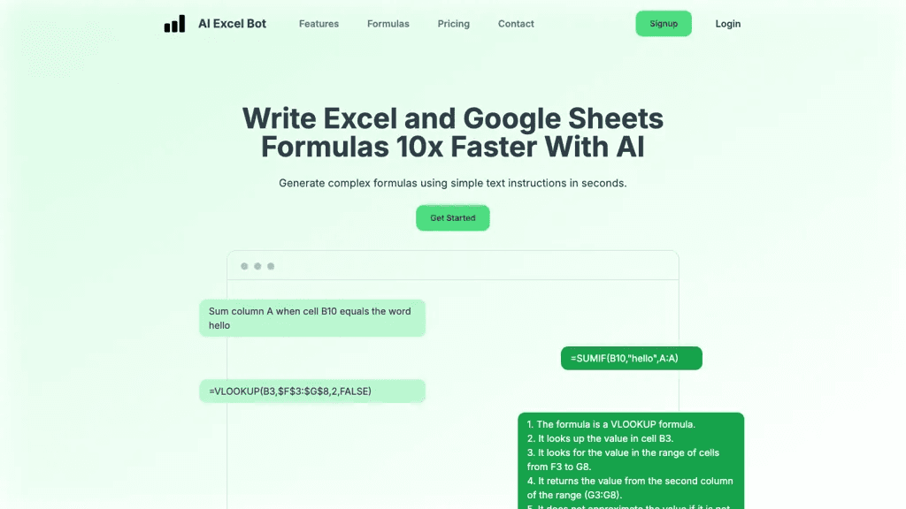 AI Excel Bot 官网截图