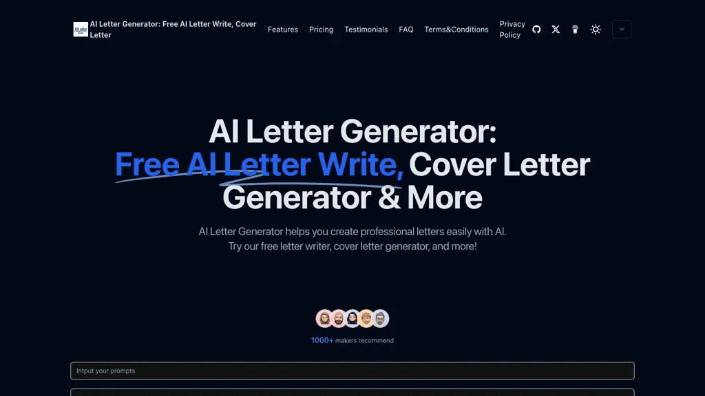 AI Letter Generator 官网截图
