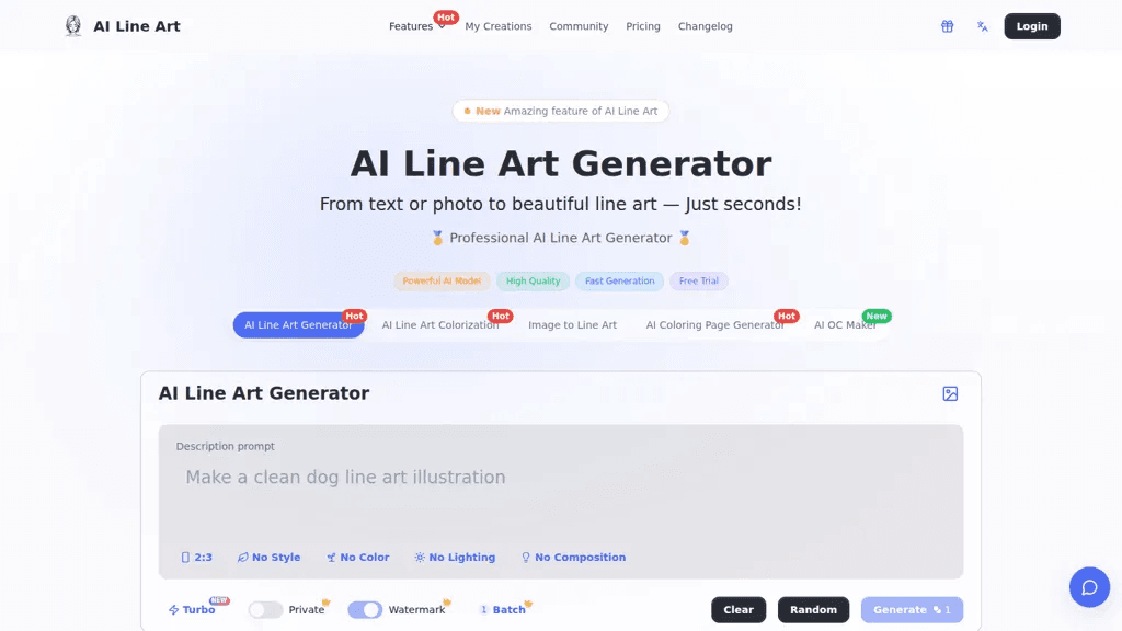 AI Line Art 工具截图