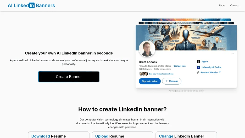Ai linkedin banners 官网截图