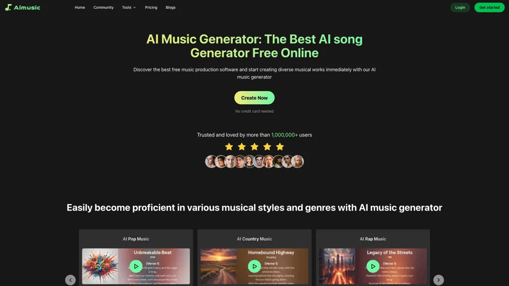AI Music Fm 官网截图