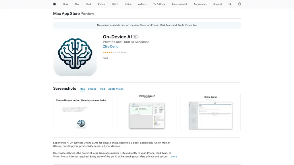 AI on Device 官网截图