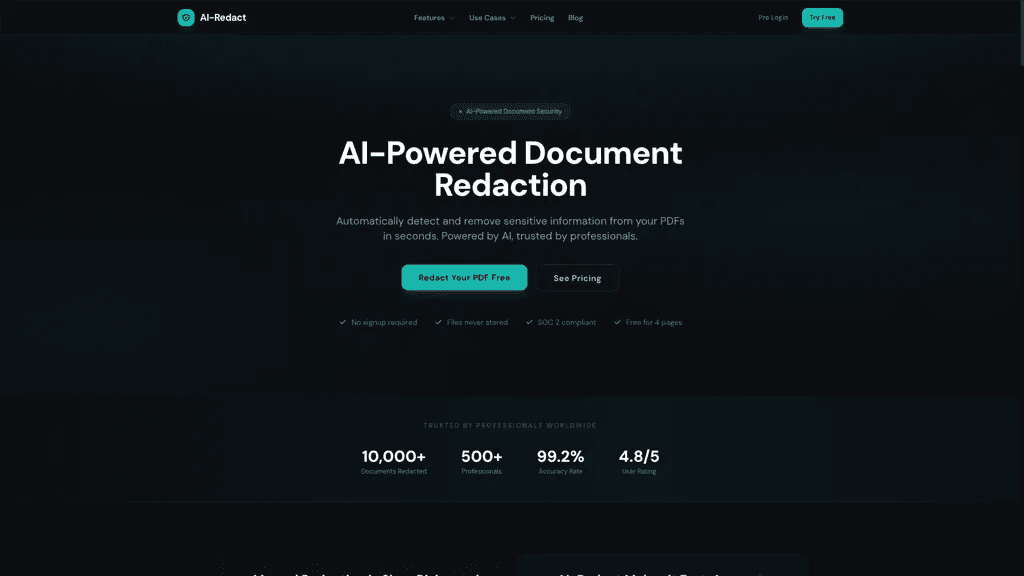 AI PDF Redaction Tool 官网截图
