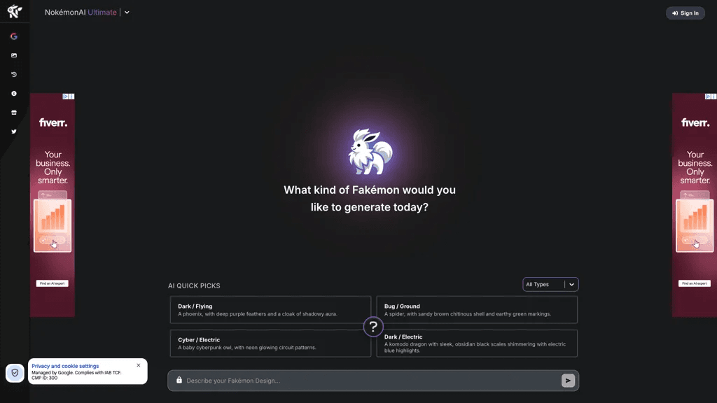 AI Pokemon generator 官网截图