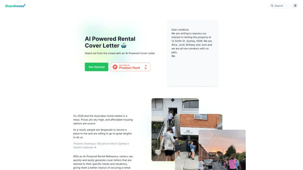 AI Rental Cover Letter 官网截图