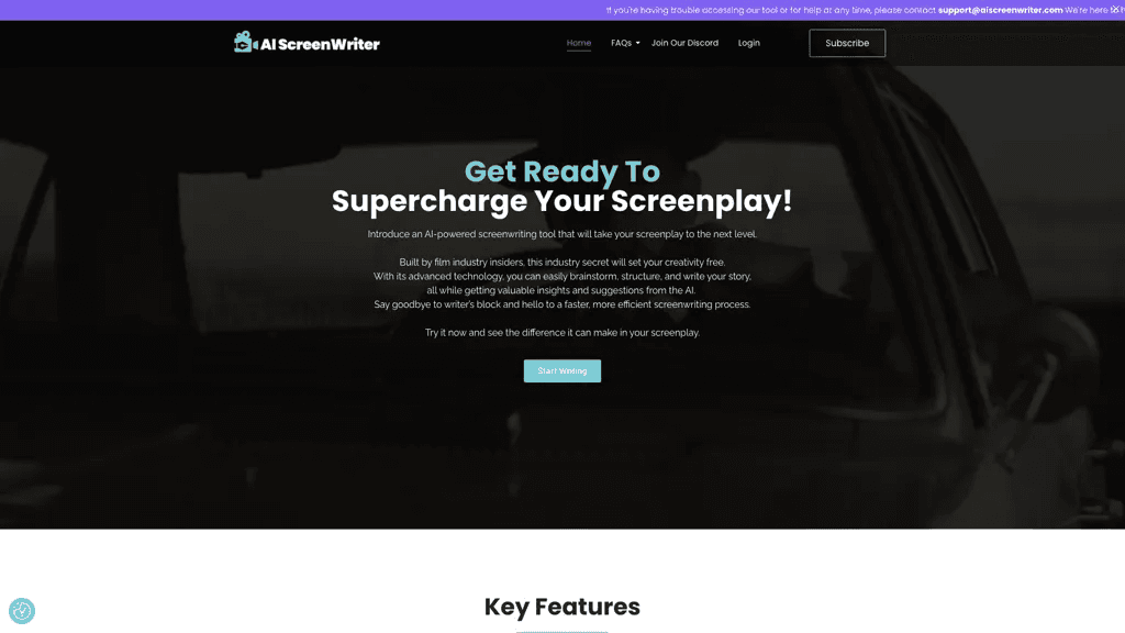 AI Screenwriting Tool 官网截图