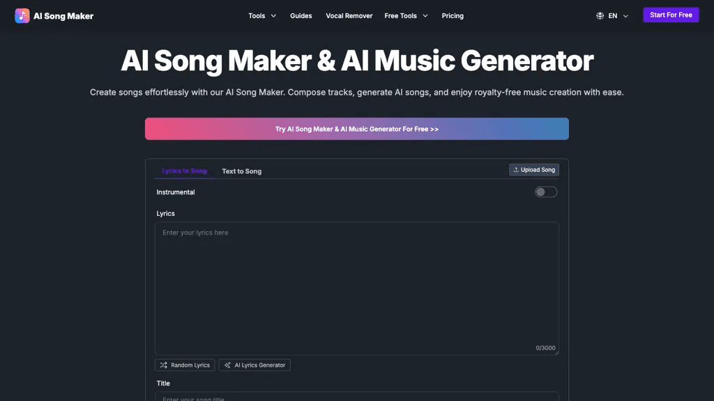 AI Song Maker 官网截图