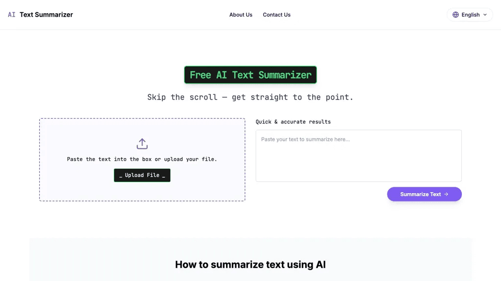 AI Text Summarizer 工具截图