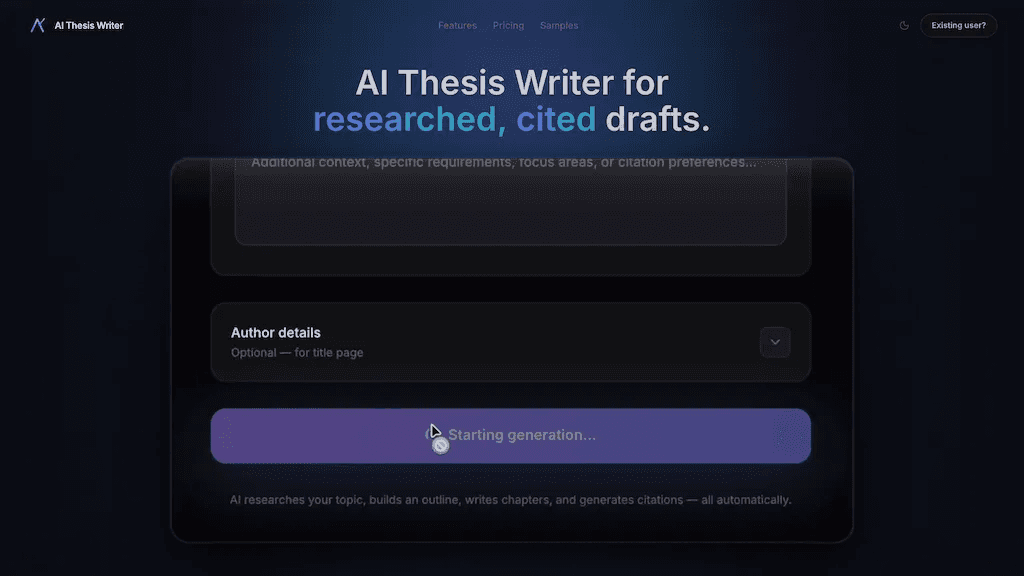 AI Thesis Writer 工具截图