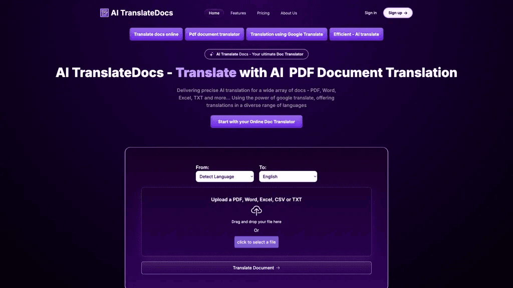AI TranslateDocs 工具截图