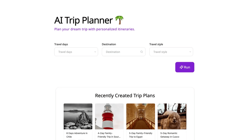 AI Trip Planner 官网截图