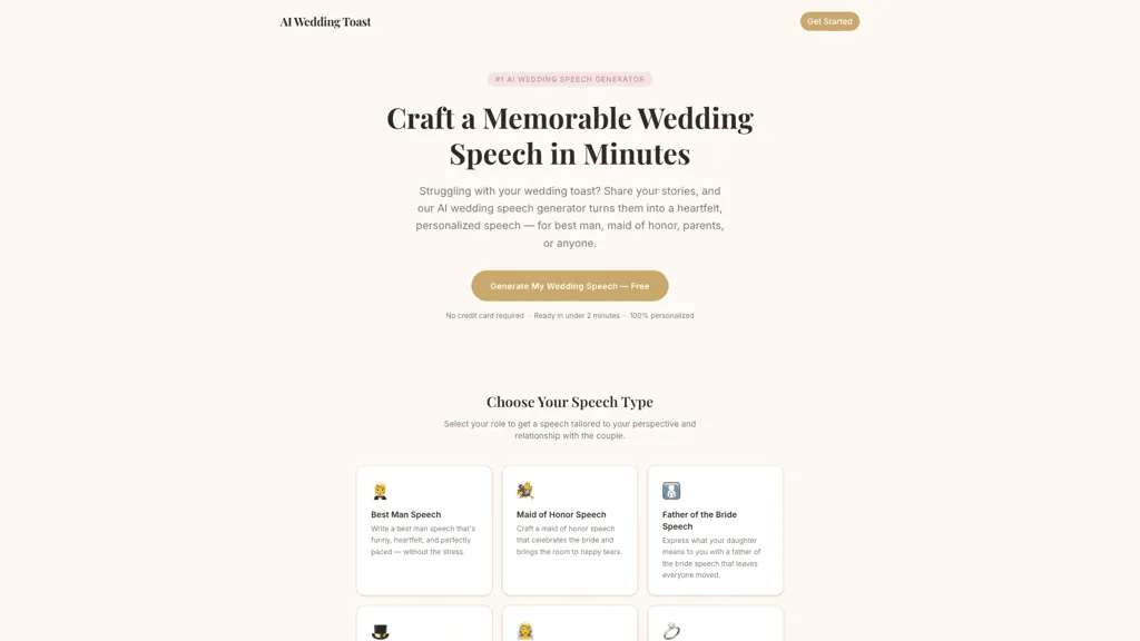 AI Wedding Toast 工具截图