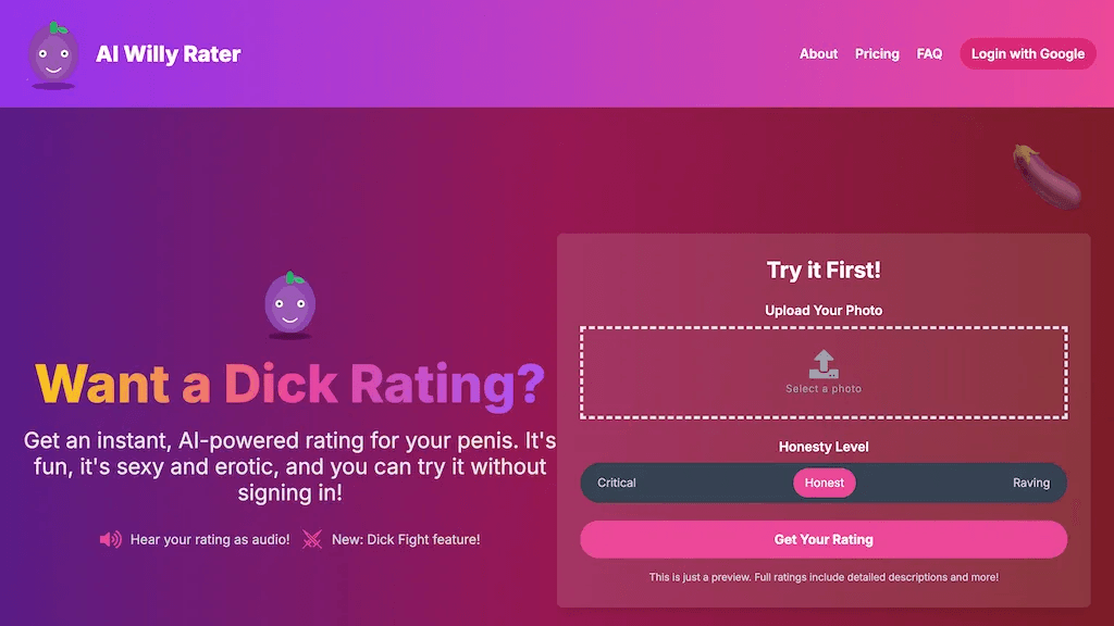 AI Willy Rater 官网截图