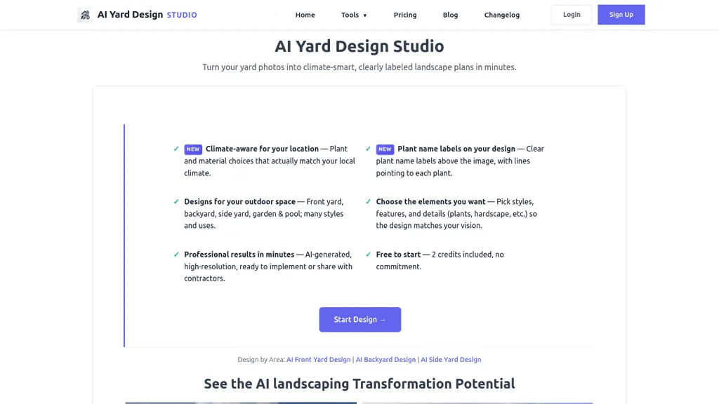 AI Yard Design Studio 官网截图