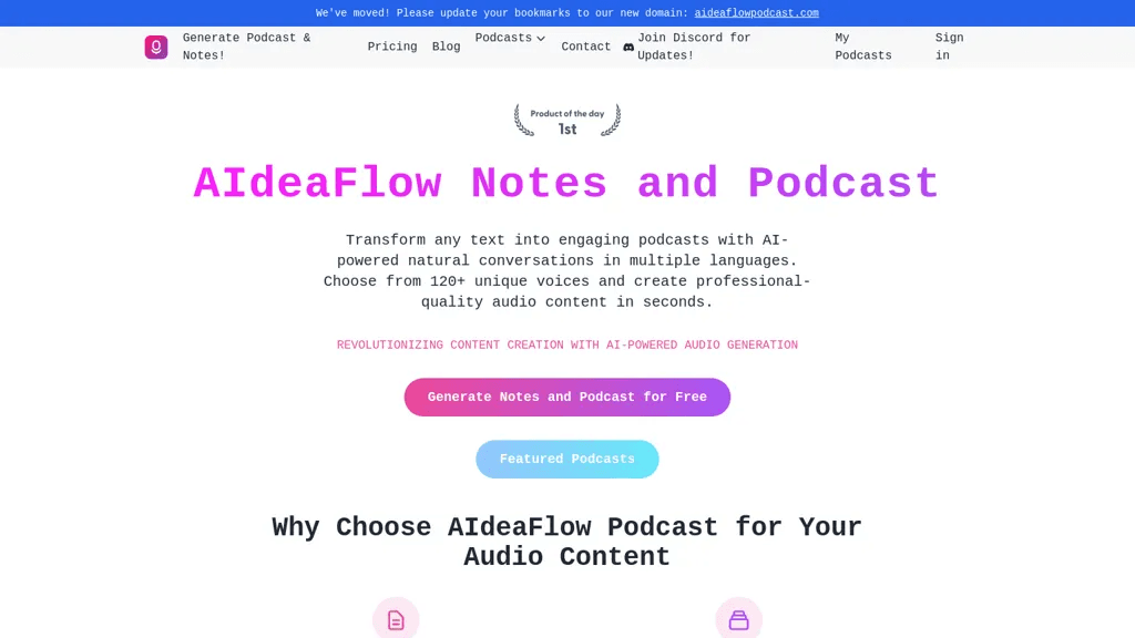 AIdeaflow Podcast 官网截图