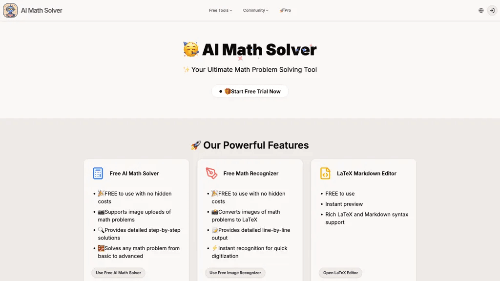 AI math solver 工具截图