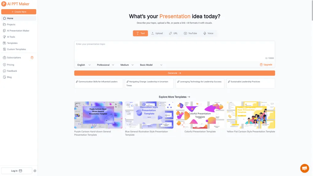 AI PPT Maker 官网截图