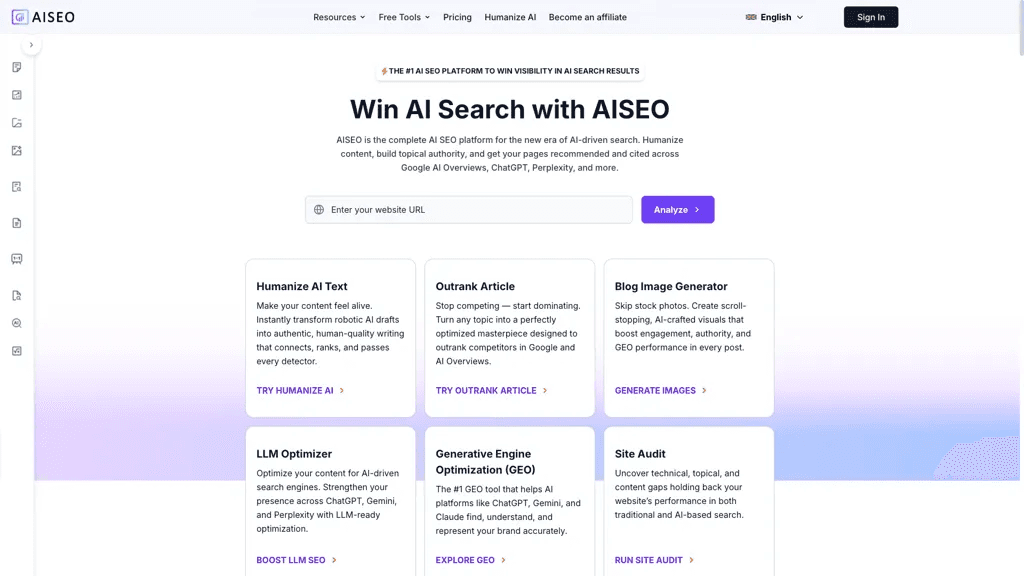 AISEO Humanizer 官网截图