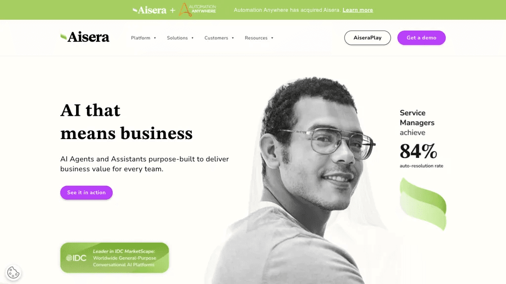 Aisera 官网截图