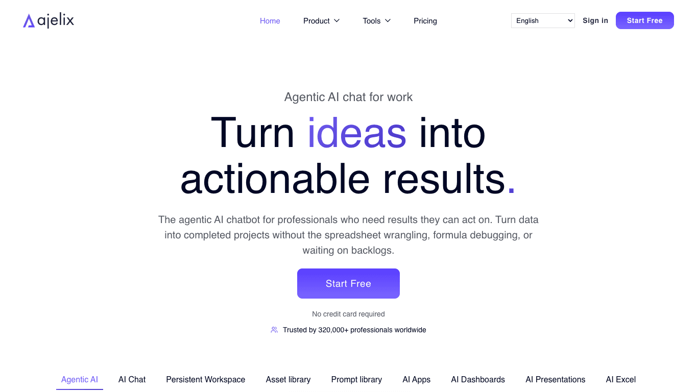 Ajelix AI Excel Tools 官网截图
