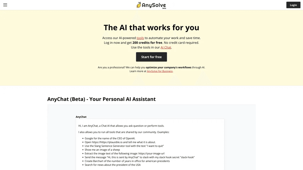 AnySolve.ai 官网截图