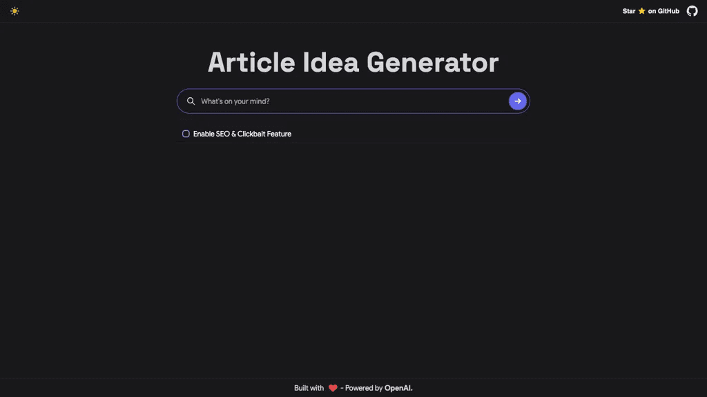 Article Idea Generator 工具截图