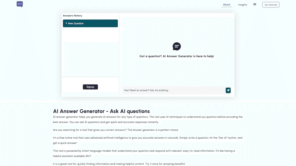 Ask AI questions 工具截图