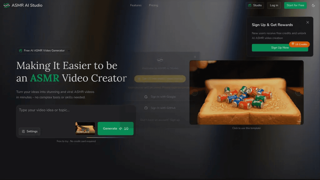 ASMR AI Studio 官网截图