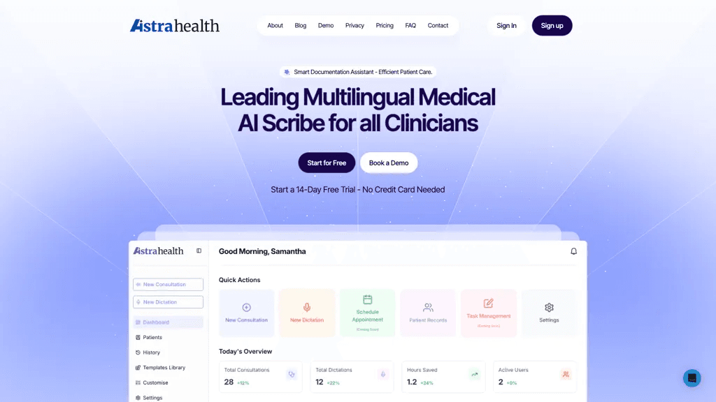Astra Health 官网截图