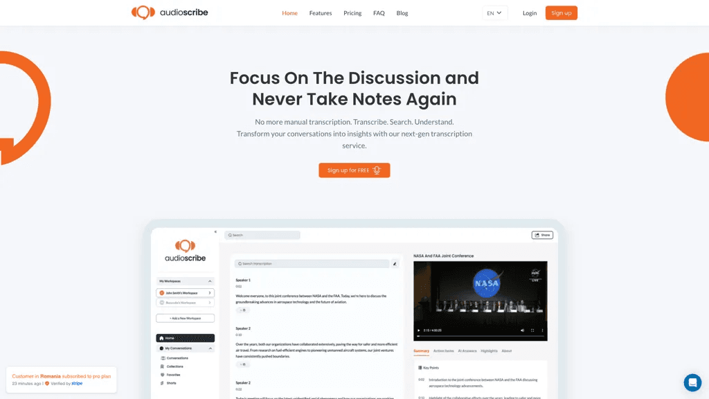 AudioScribe.io 工具截图