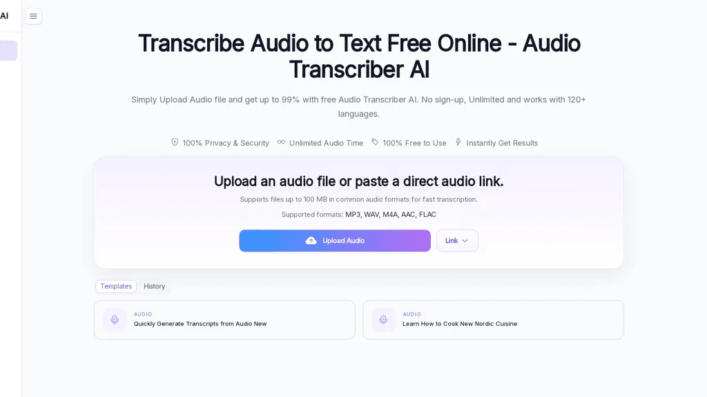 AudioTranscriber.io 工具截图