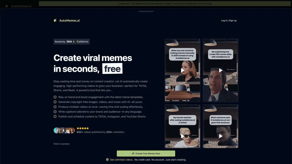 AutoMemes.ai 工具截图