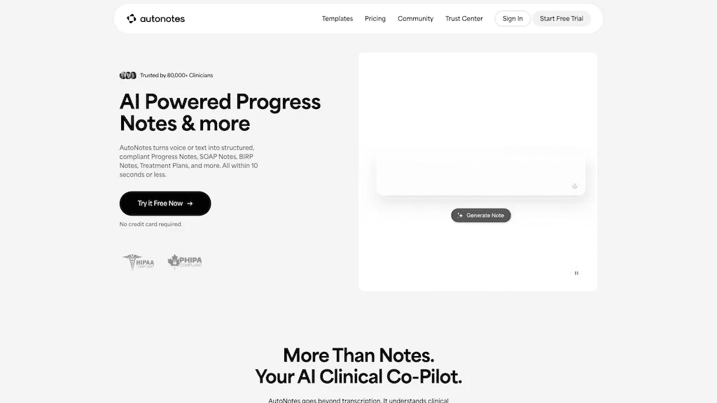 AutoNotes AI 官网截图