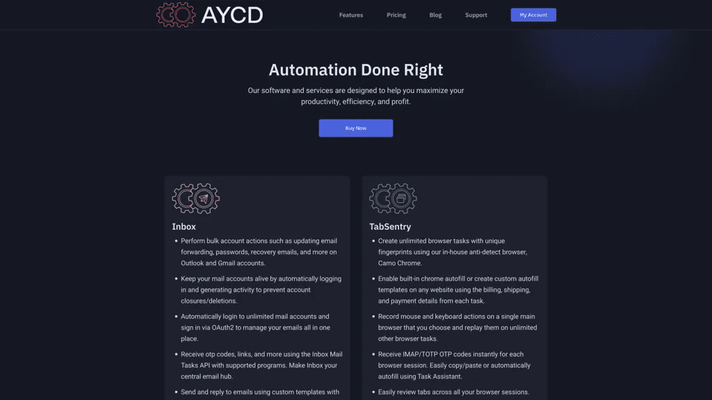 AYCD 官网截图