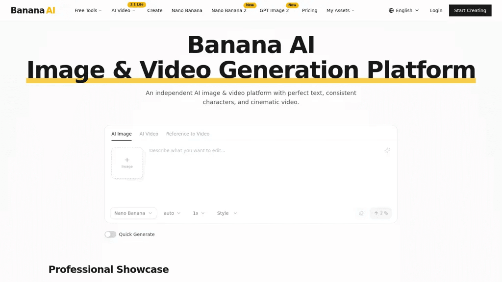 BananaAI.im 官网截图