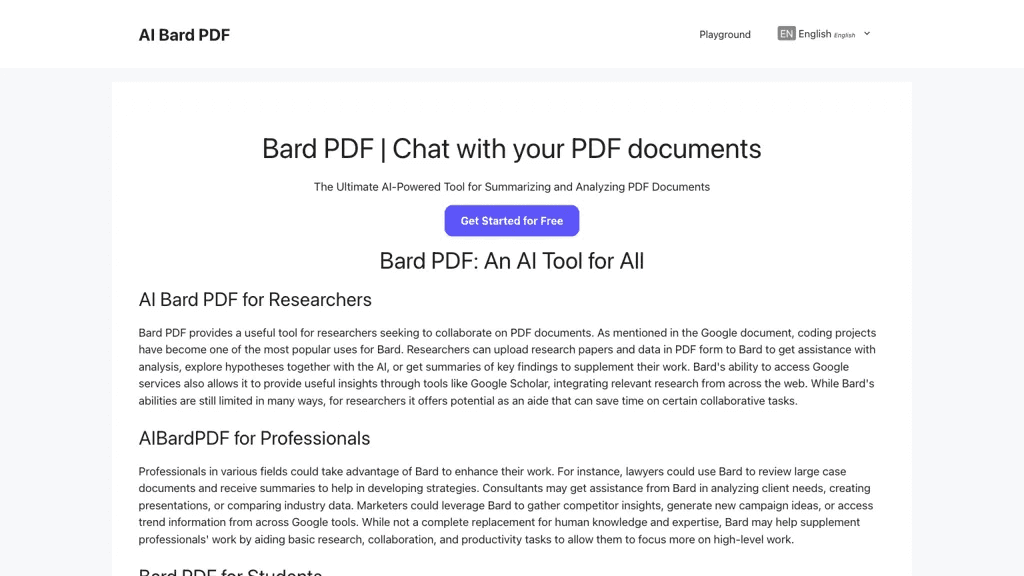 Bard PDF 官网截图