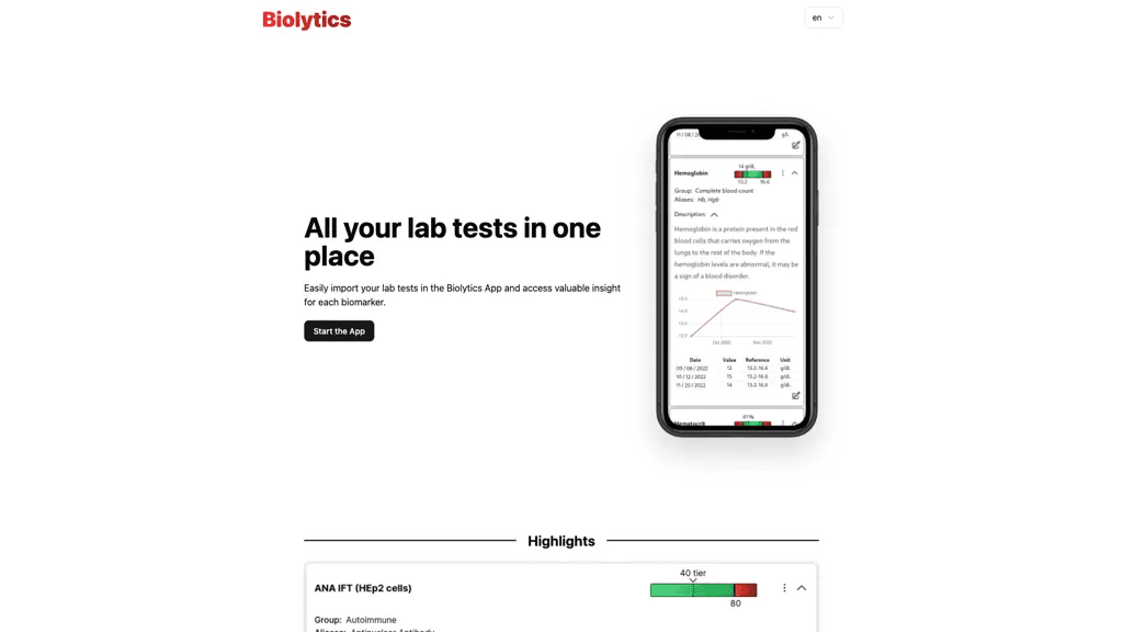 Biolytics 官网截图