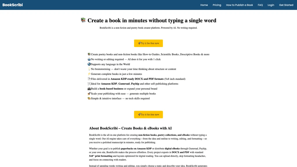 BookScribi 官网截图