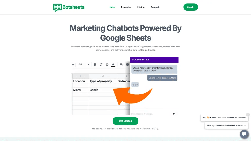 Botsheets AI Writer 工具截图