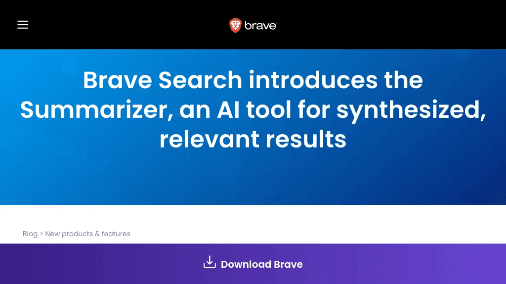 Brave Search Summarizer 官网截图