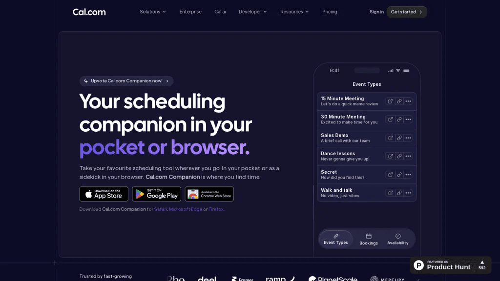Cal.com- Companion app 官网截图