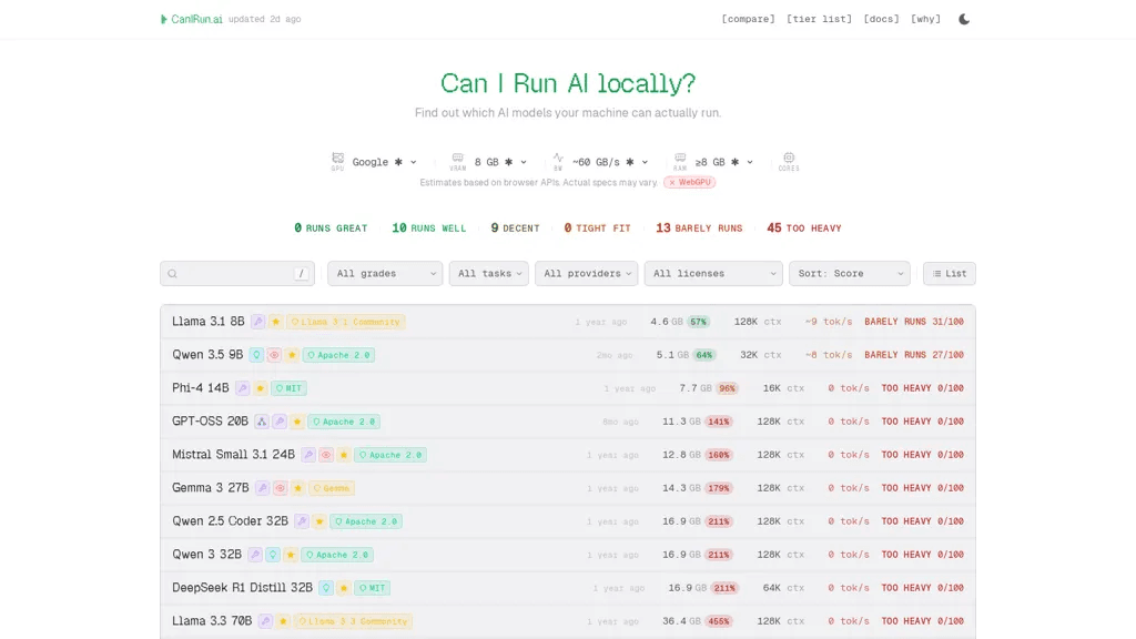 Can I run AI 官网截图