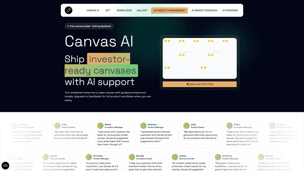 Canvas AI 官网截图